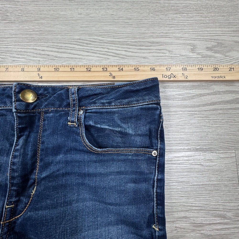 American Eagle Women Skinny Jeans Super Stretch Dark Wash 12 Long Blue Denim - Picture 6 of 9